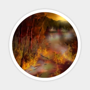 mystical forest fire Magnet